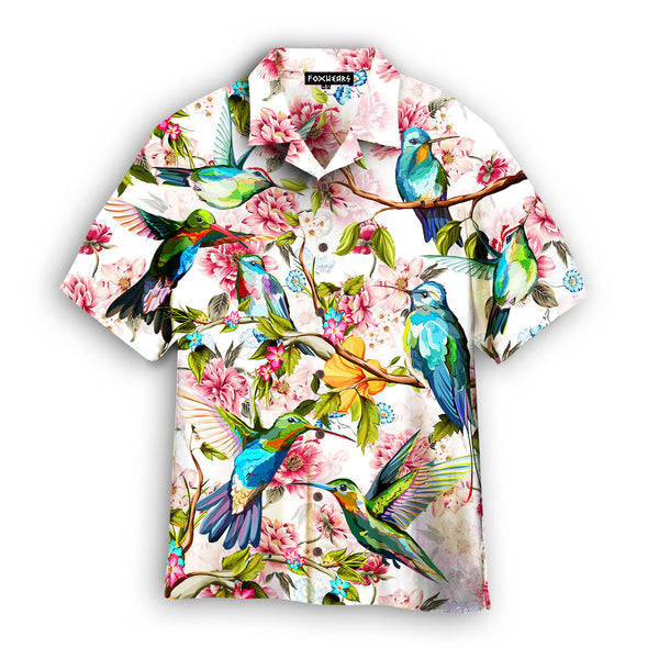 Hummingbirds Magnolia Flowers Pattern Hawaiian Shirt