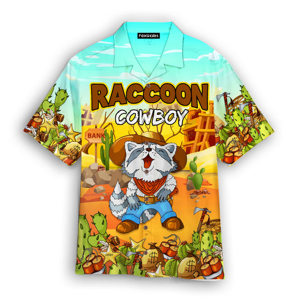 Kentucky Derby Funny Cowboy Raccoon In Desert Hawaiian Shirt