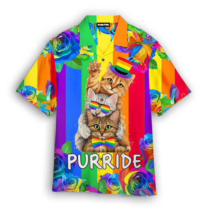 Purride Funny Cat Lovers LGBT Pride Hawaiian Shirt