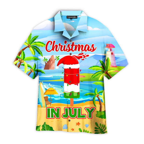 Funny Christmas In July Watermelon Ice On The Beach Hawaiian Shirt