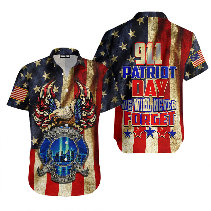 911 Patriot Day We Will Never Forget Hawaiian Shirt