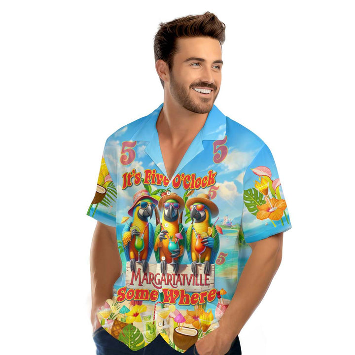 Parrot It's 5 O'clock Somewhere Blue Aloha Hawaiian Shirts For Men & For Women WT2241N