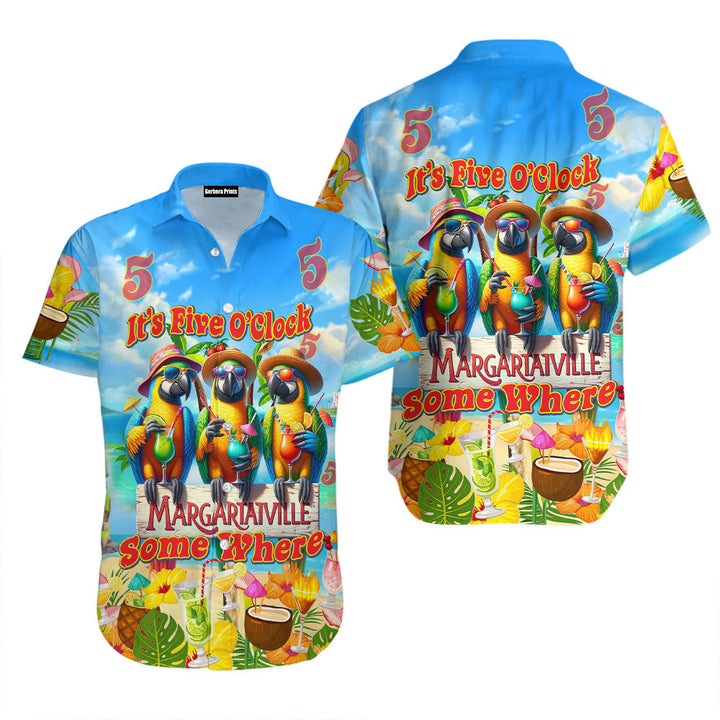 Parrot It's 5 O'clock Somewhere Blue Aloha Hawaiian Shirts For Men & For Women WT2241N