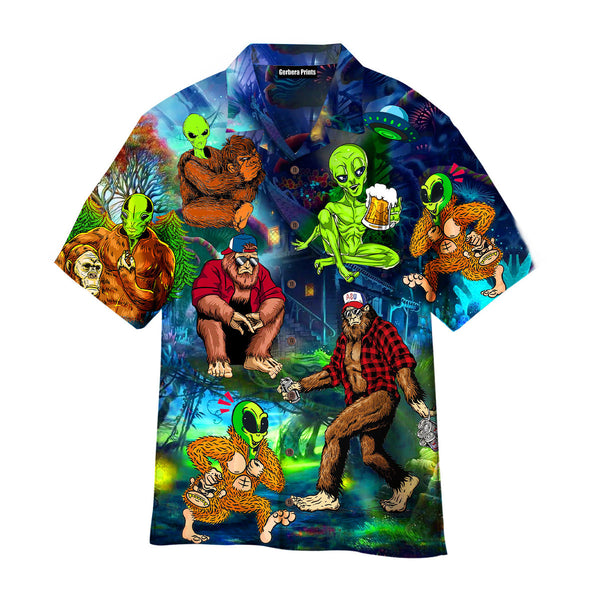 Bigfoot And Alien Hawaiian Shirt | For Men & Women | WT2248