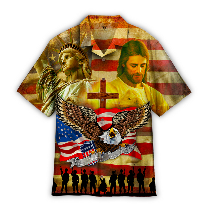 Memorial Day One Nation Under God Eagle Hawaiian Shirt