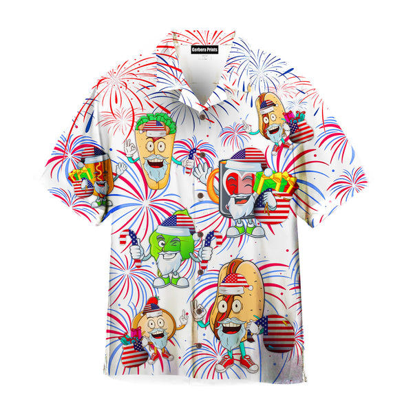 Independence Day 4th of July Funny Hot Dog Hawaiian Shirt
