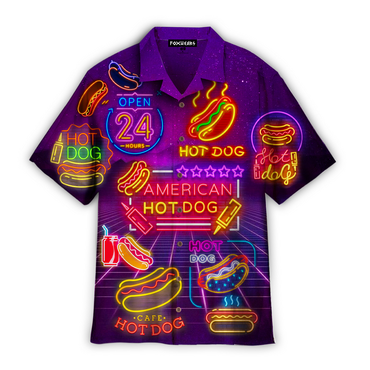 Neon American Hot Dogs Hawaiian Shirt