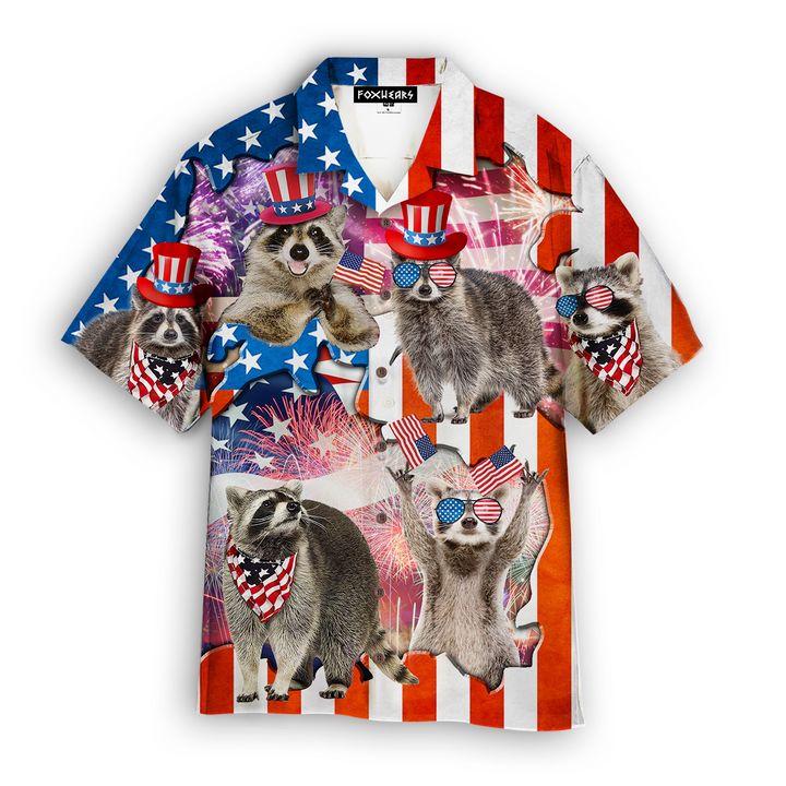 Raccoon Love America 4th Of July Independence Day Patriotic Hawaiian Shirt