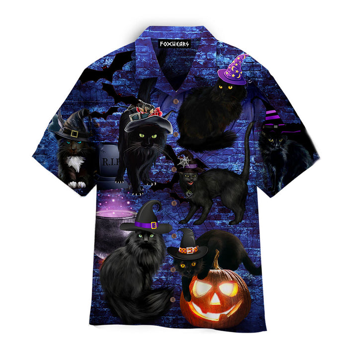 Black Cats Halloween Boo Pumpkin Burning Scary Hawaiian Shirt
