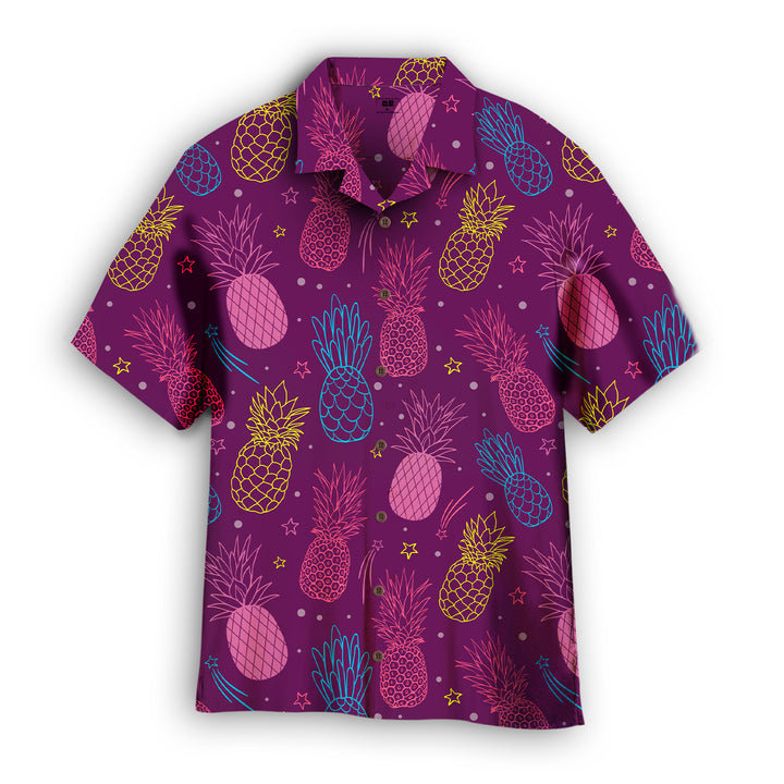 Pineapple Party Purple Summer Tropical Pattern Hawaiian Shirt