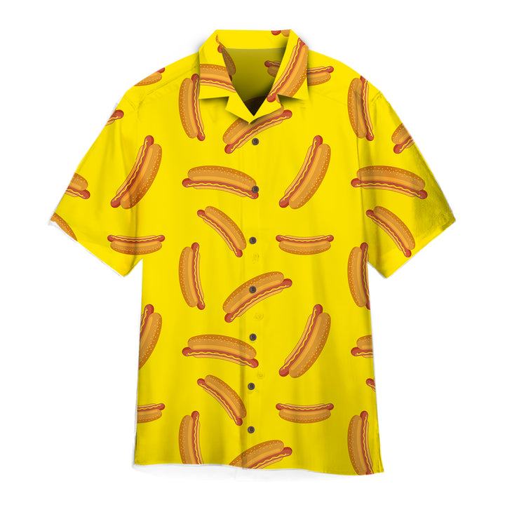 Hot Dog On Yellow Pattern Hawaiian Shirt