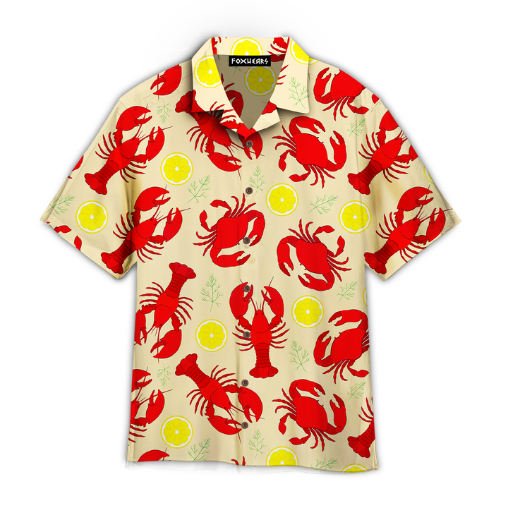 Lobster Crab And Lemon Pattern Aloha Hawaiian Shirt