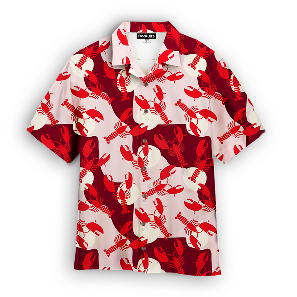 Retro Lobster Red Pattern Aloha Hawaiian Shirt