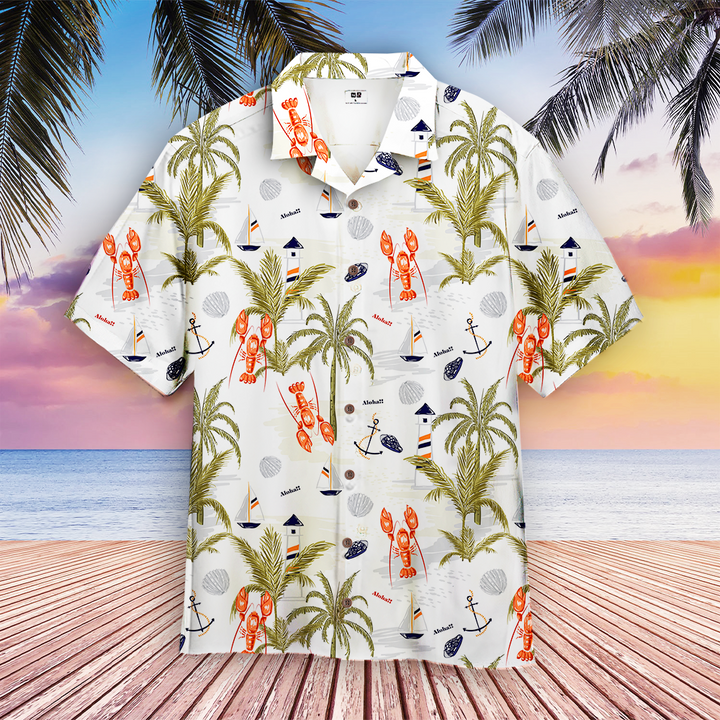 Tropical Lobster Pattern Aloha Hawaiian Shirt