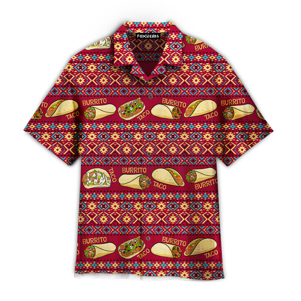 Taco And Burrito Mexican Pattern Red Hawaiian Shirt