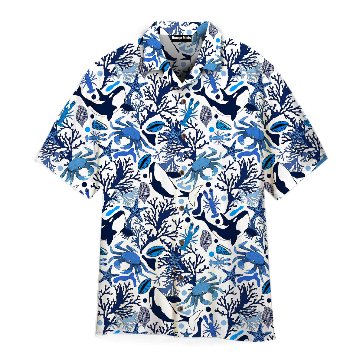 Life Of Ocean With Whales Crabs And Lobsters Pattern Hawaiian Shirt ...