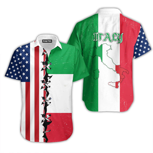 Italian Flag Green And White Hawaiian Shirt