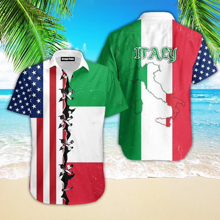 Italian Flag Green And White Hawaiian Shirt