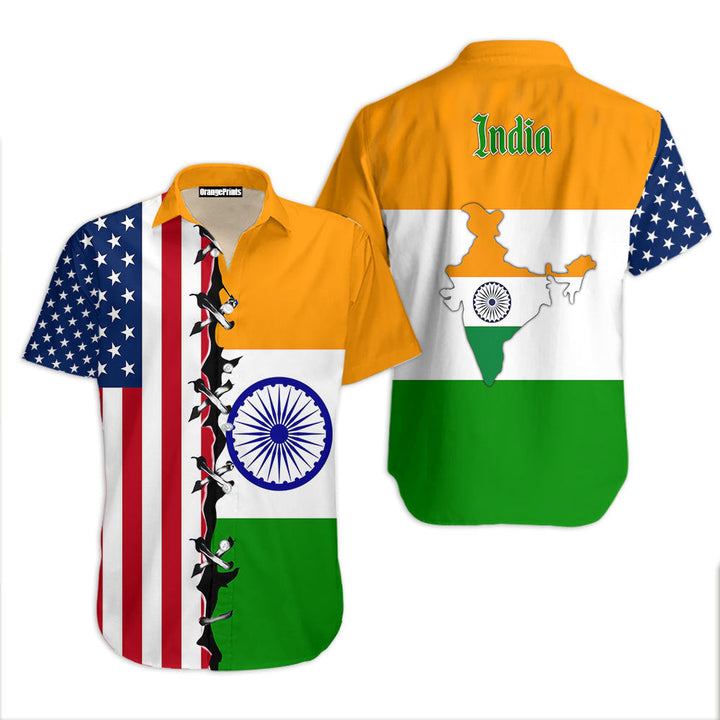 India Flag Yellow Hawaiian Shirt