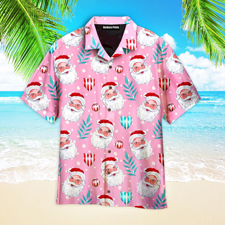 Vintage Santa Claus Pink Christmas Hawaiian Shirt