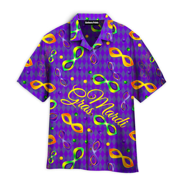 Purple Mardi Gras Pattern Hawaiian Shirt