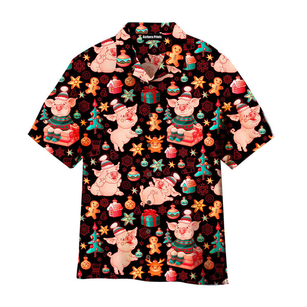 Funny Pig Merry Christmas Pattern Hawaiian Shirt WT7537