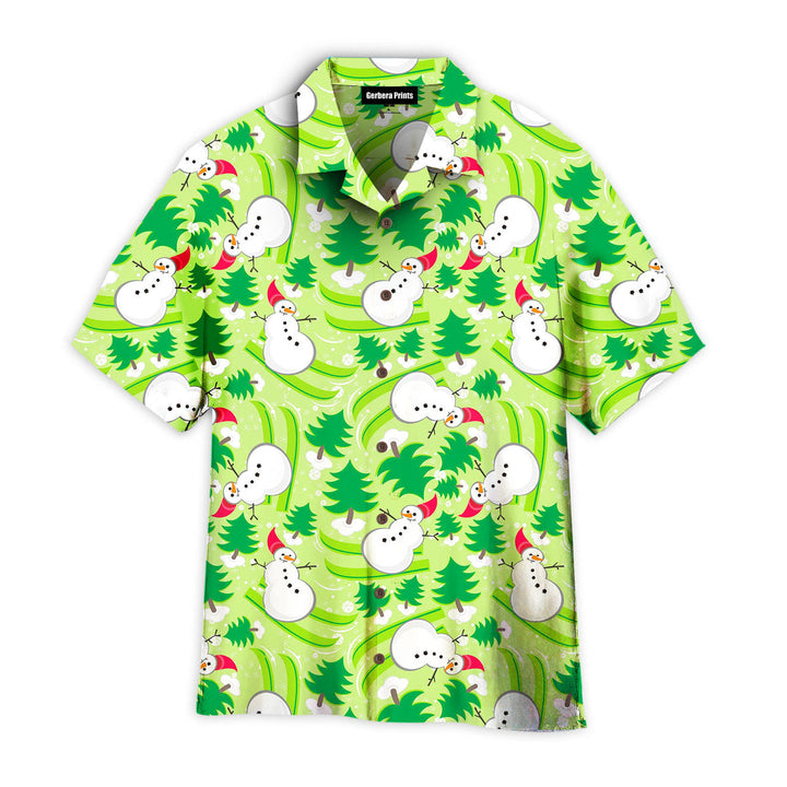 Christmas Snowman Dancing In Green Hawaiian Shirt