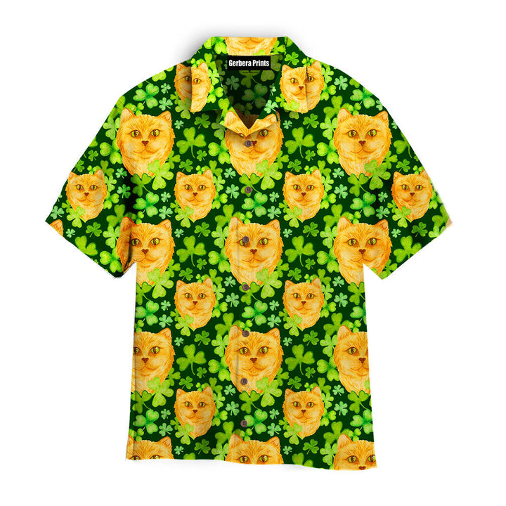 Ginger Cat In Clover Patrick Pattern Hawaiian Shirt