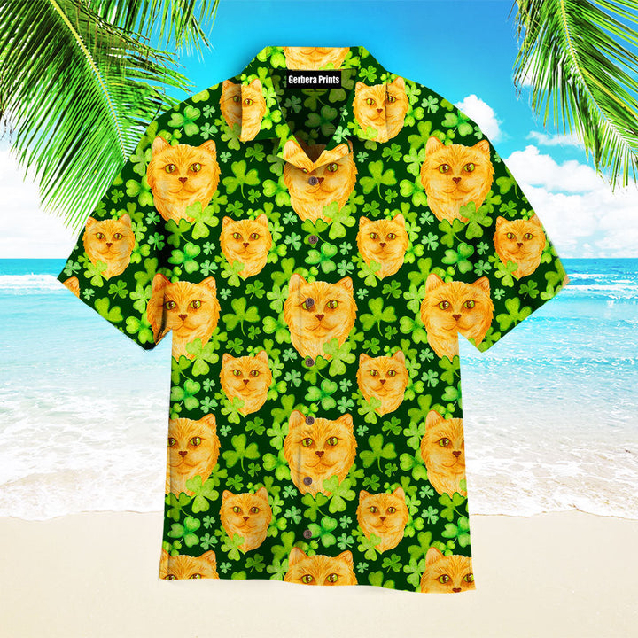 Ginger Cat In Clover Patrick Pattern Hawaiian Shirt