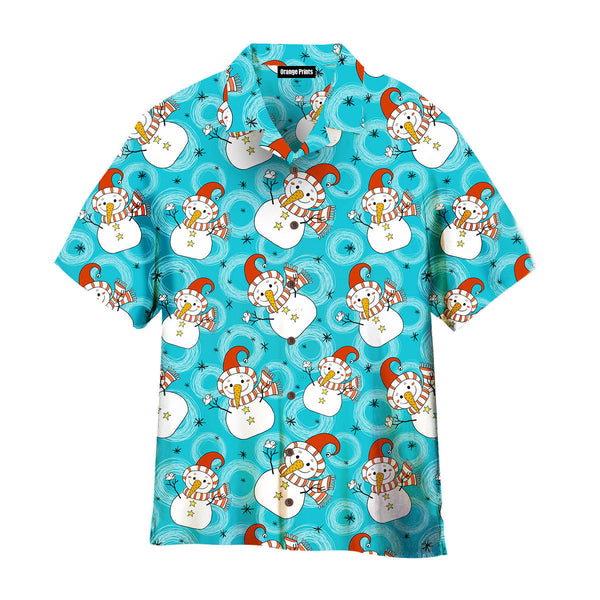 Funny Snowman Dacing In Blue Pattern Hawaiian Shirt WT7547