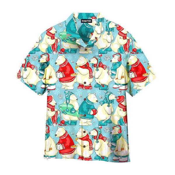 Polar Bear In Winter Pattern Hawaiian Shirt