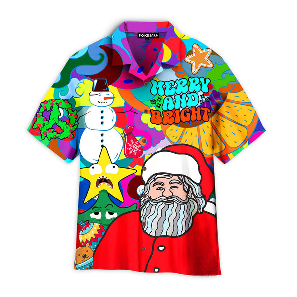 Hippie Christmas Santa Snowman Hawaiian Shirt