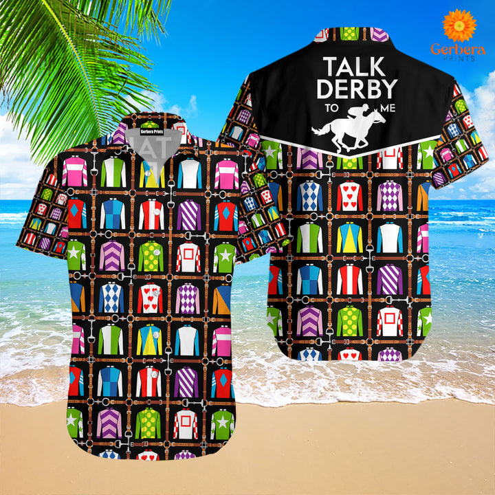 Kentucky Derby Jockey Uniform Talk Derby To Me Aloha Hawaiian Shirts For Men & For Women WT8165-Colorful-Gerbera Prints.