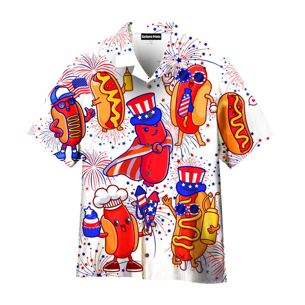 4th Of July Funny Hot Dog American Hawaiian Shirt