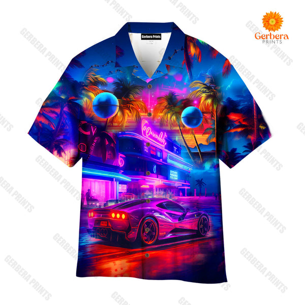 Corvette Car Colorful Neon Hawaiian Shirt