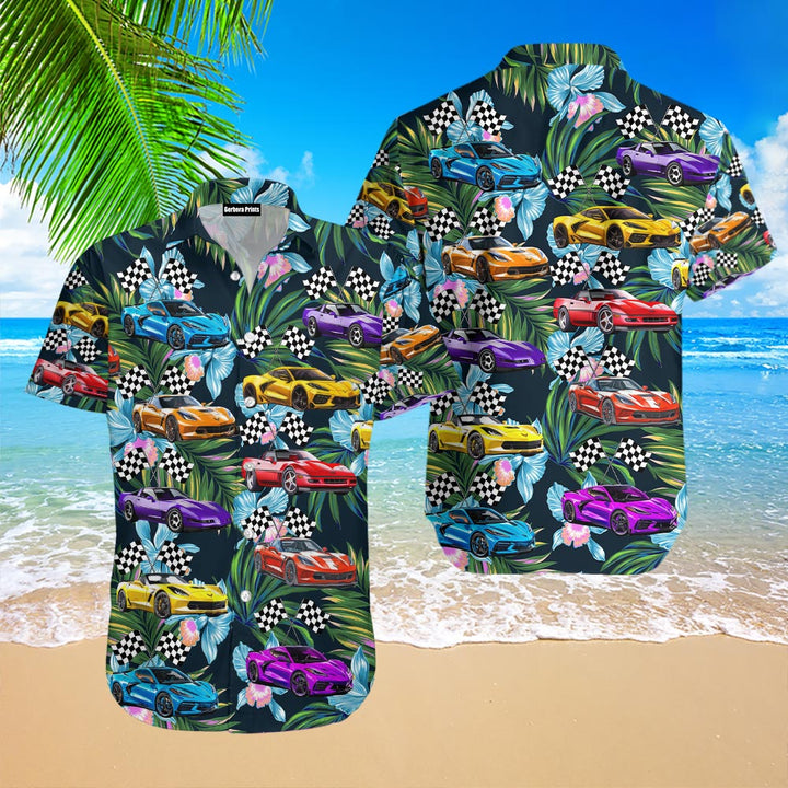 Corvette Car Gift for Corvette Car Lovers Colorful Tropical Aloha Hawaiian Shirts For Men & For Women WT9241