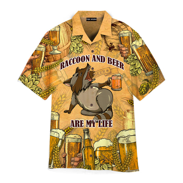 Oktoberfest Raccoon And Beer Are My Life Hawaiian Shirt