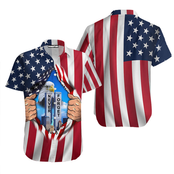 Eagle American Flag Twin Towers Patriot Day Hawaiian Shirt