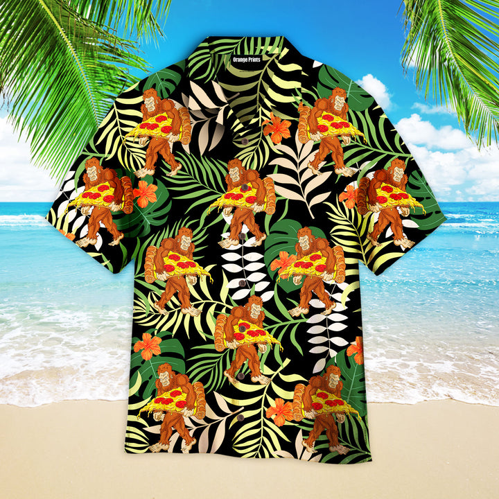 Bigfoot Pizza Funny Tropical Hawaiian Shirt | For Men & Women | WT9604