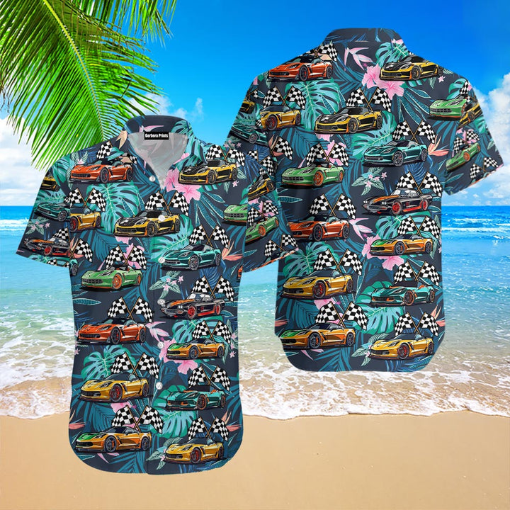 Corvette Car Gift for Car Lovers Colorful Tropical Aloha Hawaiian Shirts For Men & For Women WT9847