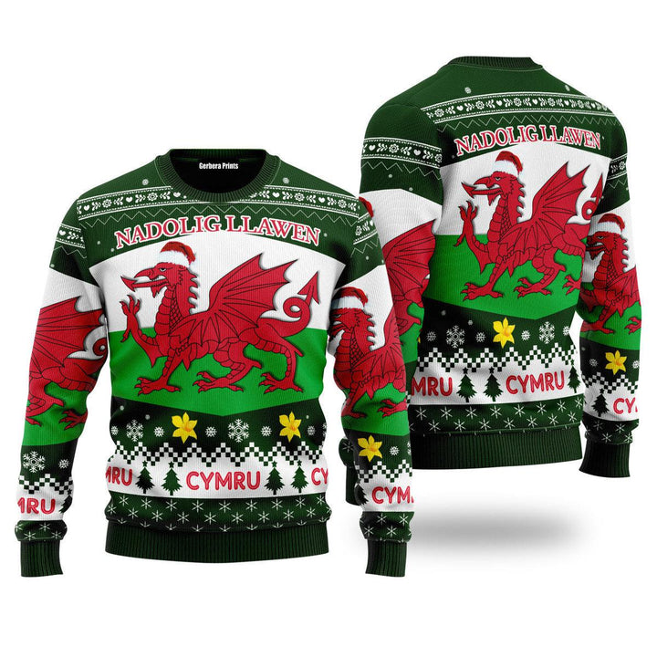 Wales Ugly Christmas Sweater | For Men & Women | Adult | US5619-S-Gerbera Prints.
