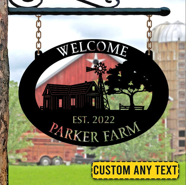 Welcome Farmhouse Farm Address Sign Custom Name Laser Cut Metal Signs MN1852