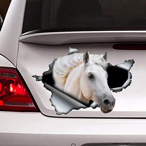 White Horse Cracked Car Decal Sticker | Waterproof | PVC Vinyl | CCS2115