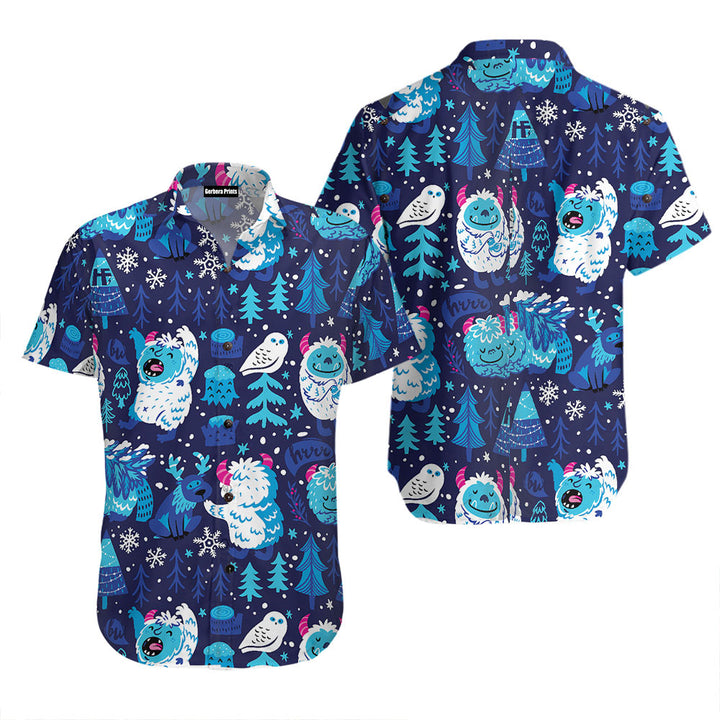 White Snow Owl And Tree Winter Forrest Bigfoot Hawaiian Shirt