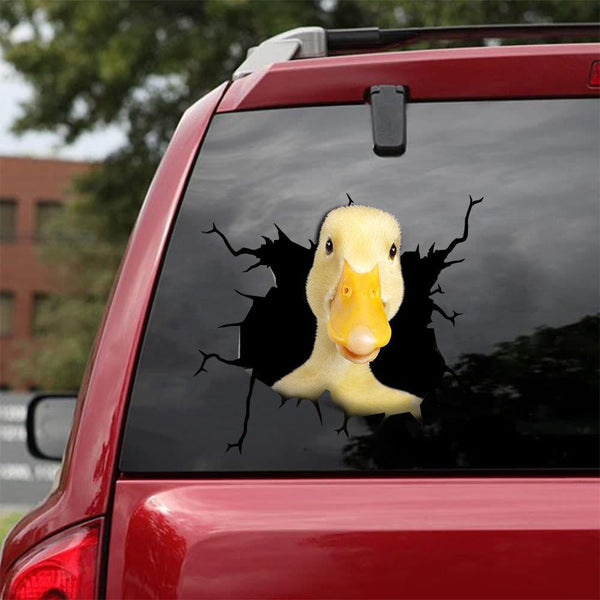 Yellow Duck Cracked Car Decal Sticker | Waterproof | PVC Vinyl | CCS1215