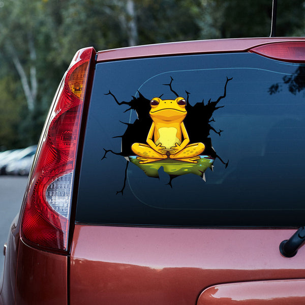 Yellow Yoga Frog Relax 3D Vinyl Car Decal Stickers CS8183