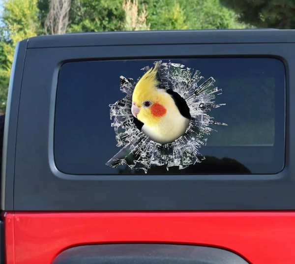 Funny Yellow Lutino Cockatiel Parrot 3D Vinyl Car Decal Stickers CCS2955