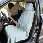 A Taste of Eggplant & Peach Full-Size Towel & Car Seat Cover - In the Car