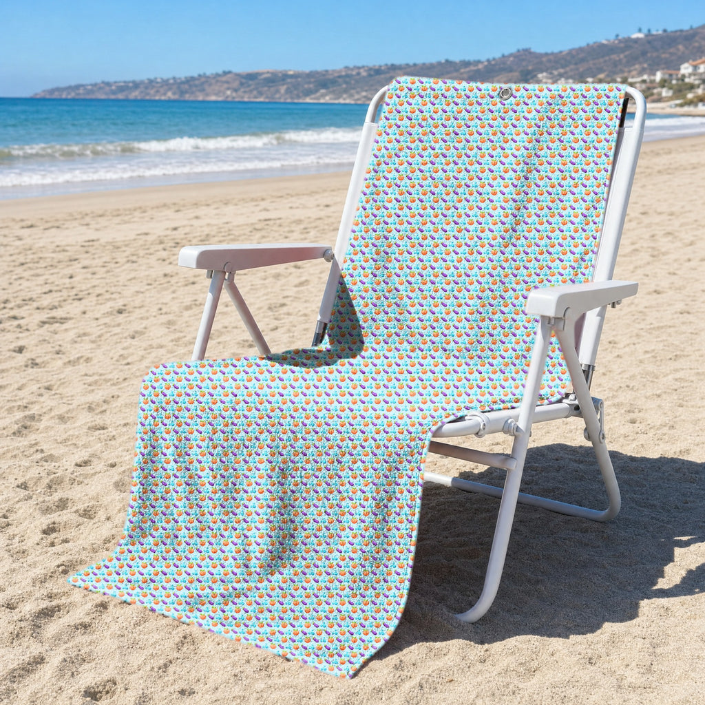 A Taste of Eggplant & Peach Full-Size Towel & Car Seat Cover - On a Beach Chair