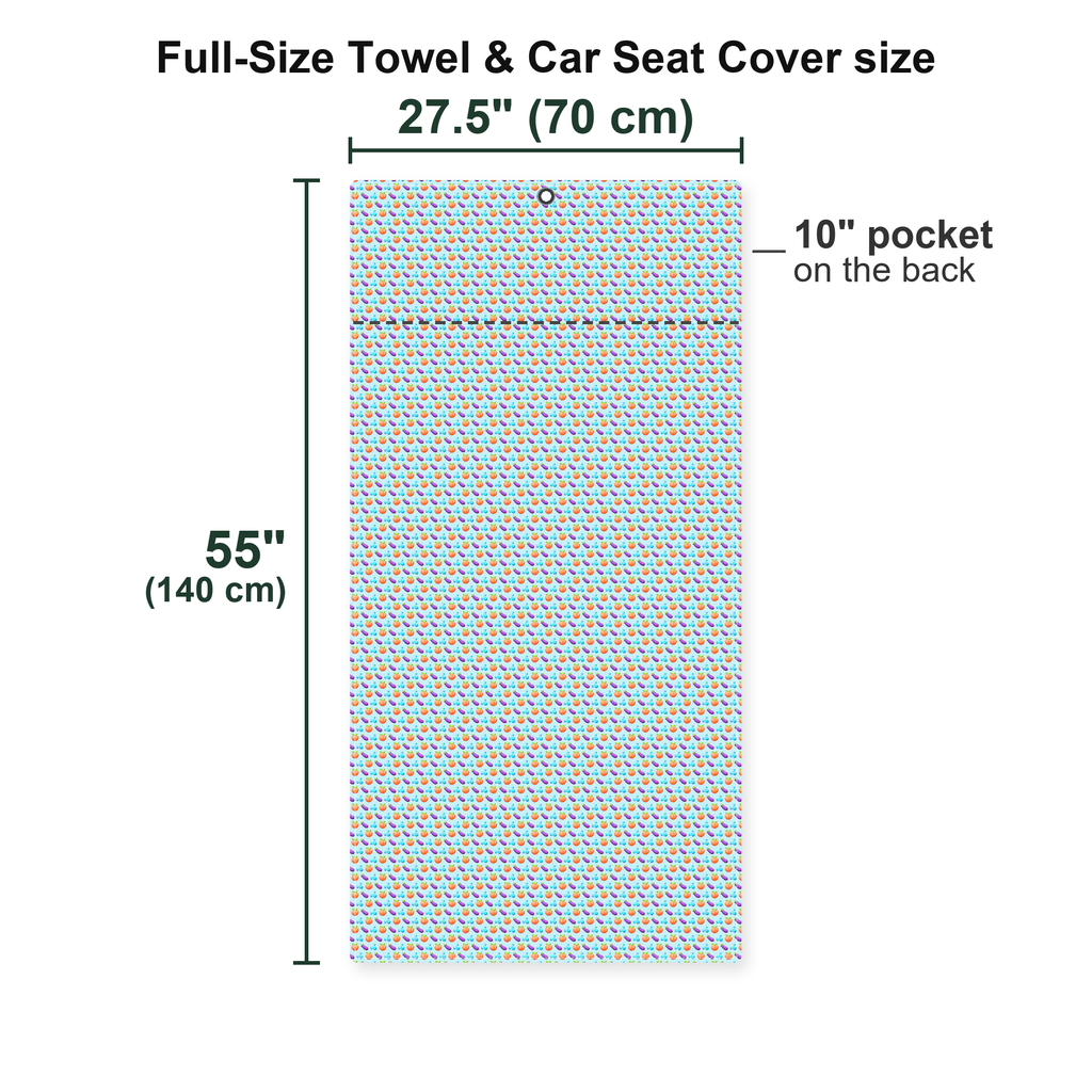 A Taste of Eggplant & Peach Full-Size Towel & Car Seat Cover - Size Chart